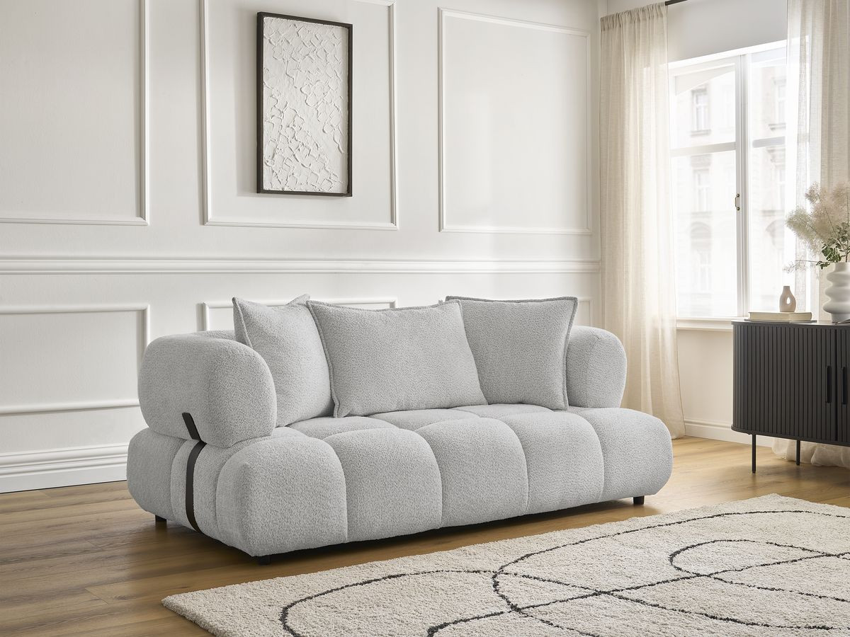 Canapé droit 2 places ALYA bouclette gris clair — vue 6