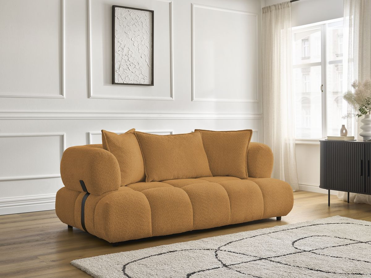 Canapé droit 2 places ALYA bouclette jaune — vue 6