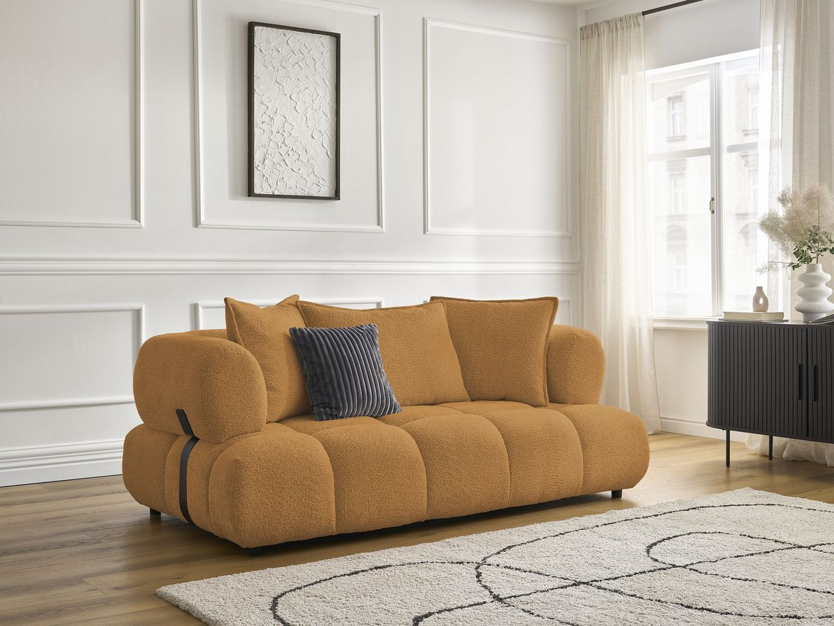 Canapé droit 2 places ALYA bouclette jaune