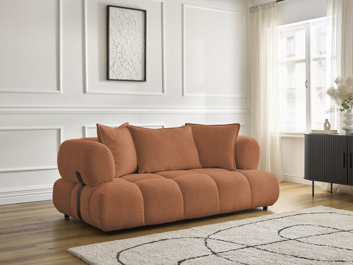 Canapé droit 2 places ALYA bouclette orange — vue 6