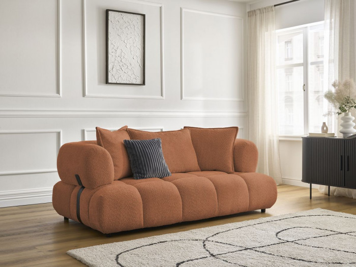 Canapé droit fixe 2 places ALYA tissu bouclette