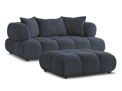 Canapé droit fixe 2 places ALYA tissu bouclette avec pouf