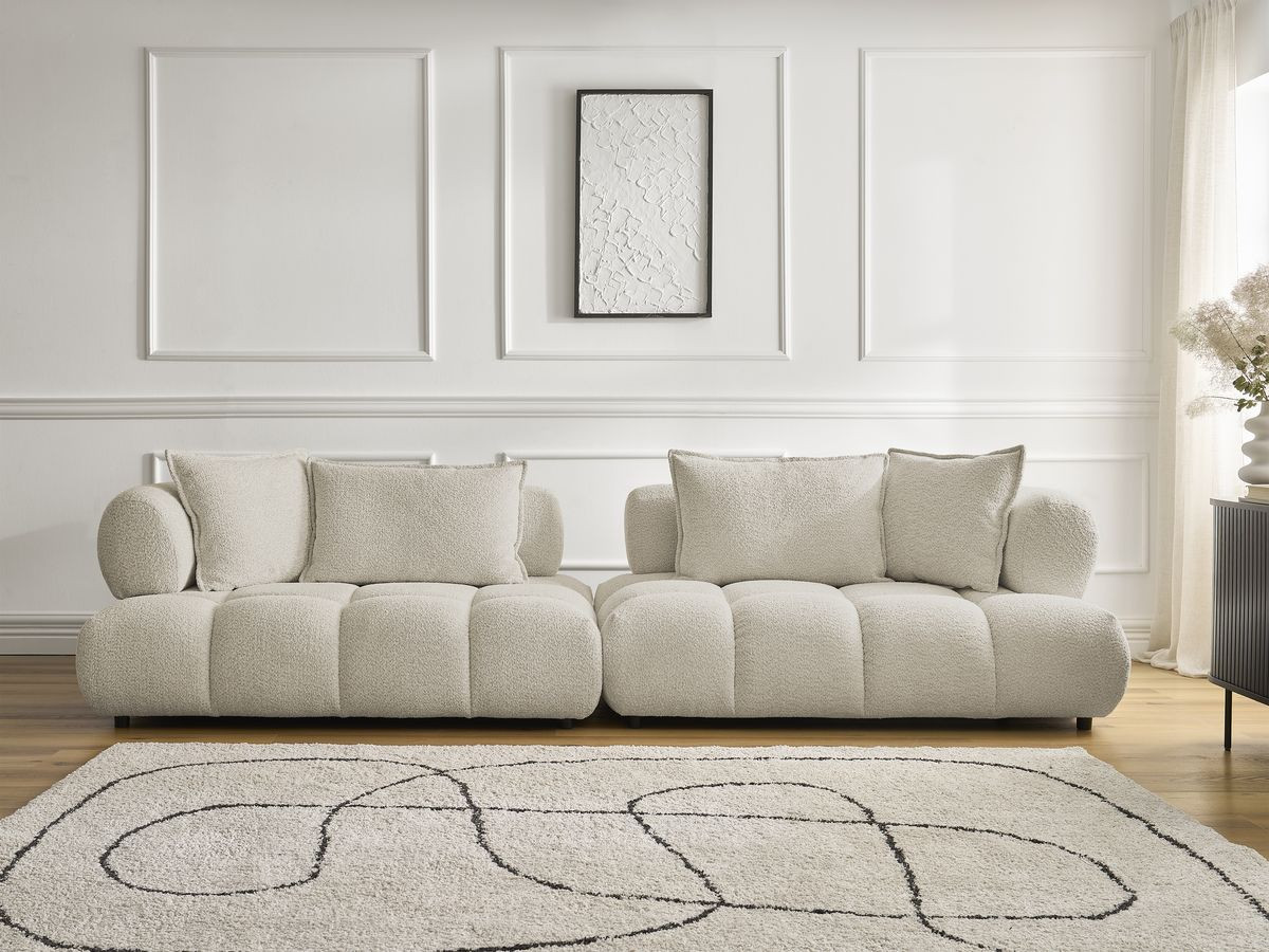 Canapé droit 4 places ALYA bouclette beige — vue 5