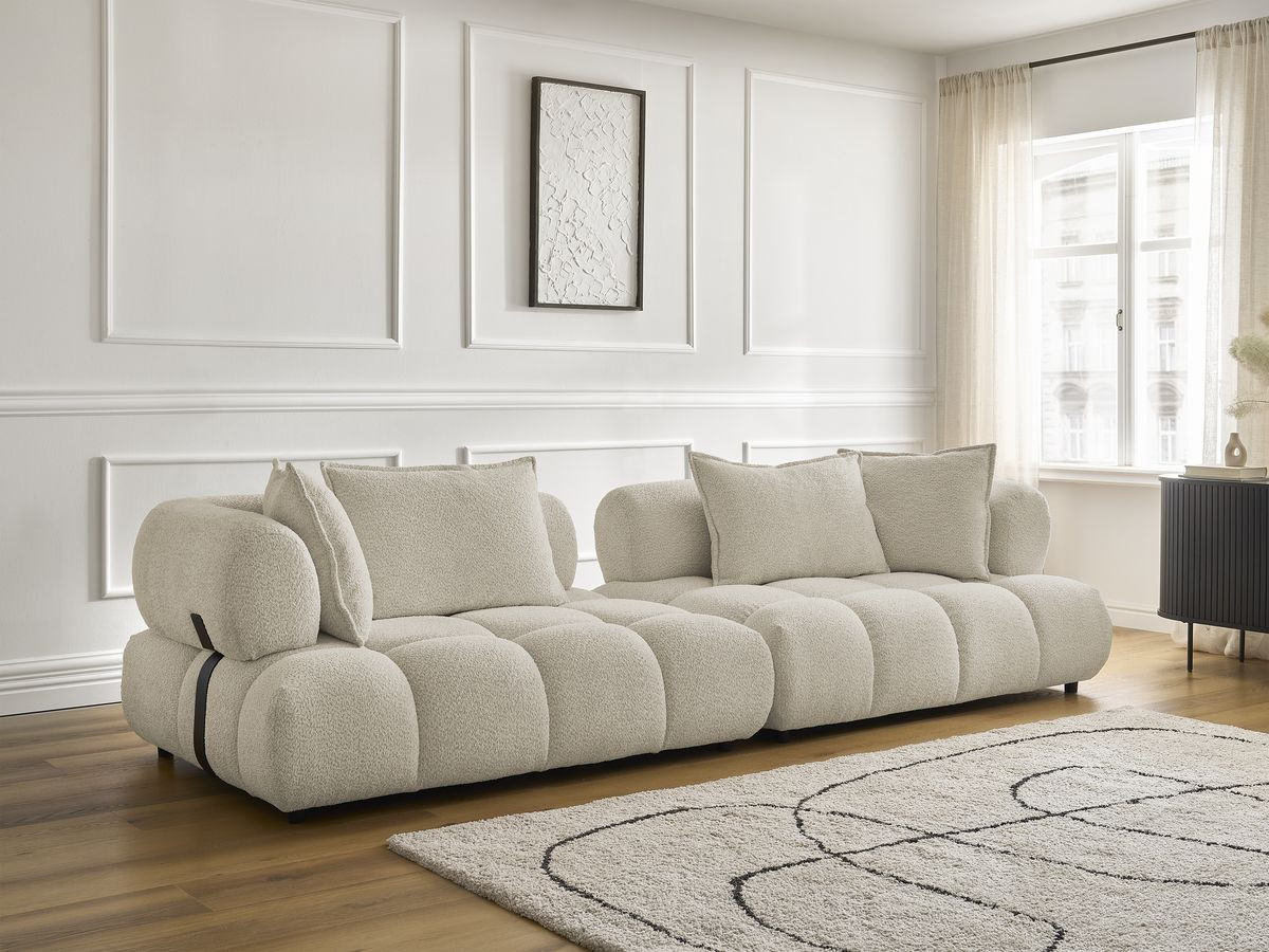 Canapé droit 4 places ALYA bouclette beige — vue 6