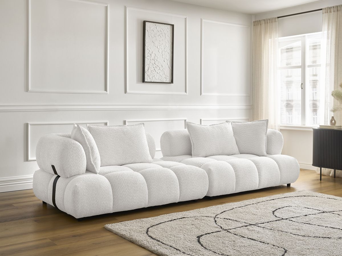 Canapé droit 4 places ALYA bouclette blanc — vue 6