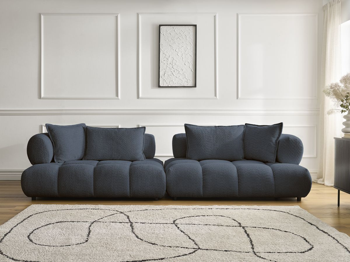 Canapé droit 4 places ALYA bouclette bleu foncé — vue 5