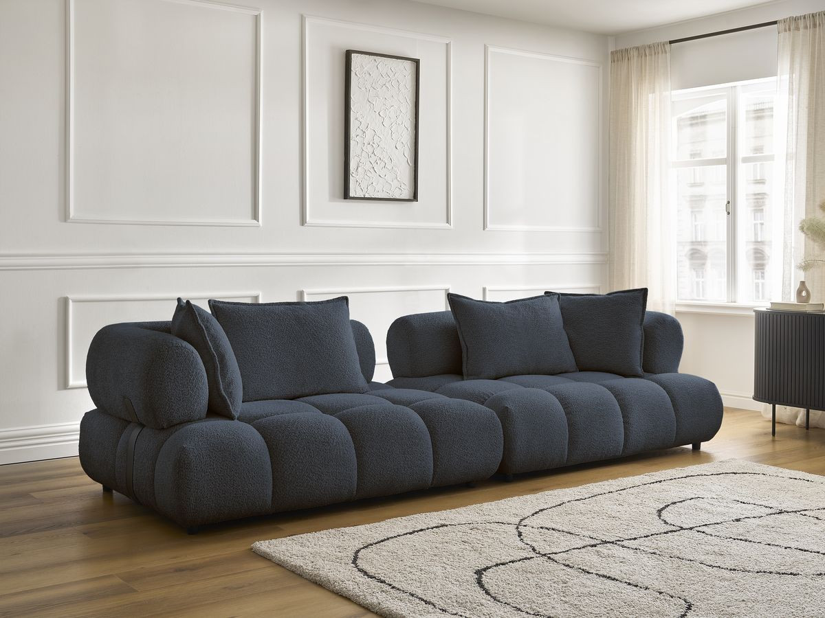 Canapé droit 4 places ALYA bouclette bleu foncé — vue 6