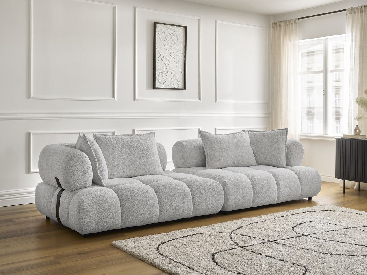 Canapé droit 4 places ALYA bouclette gris clair — vue 6