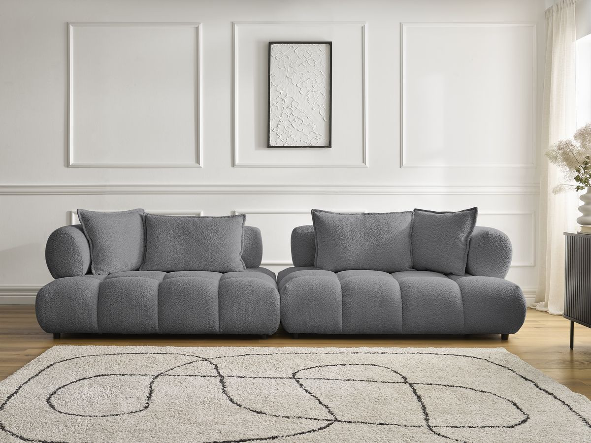Canapé droit 4 places ALYA bouclette gris foncé — vue 5