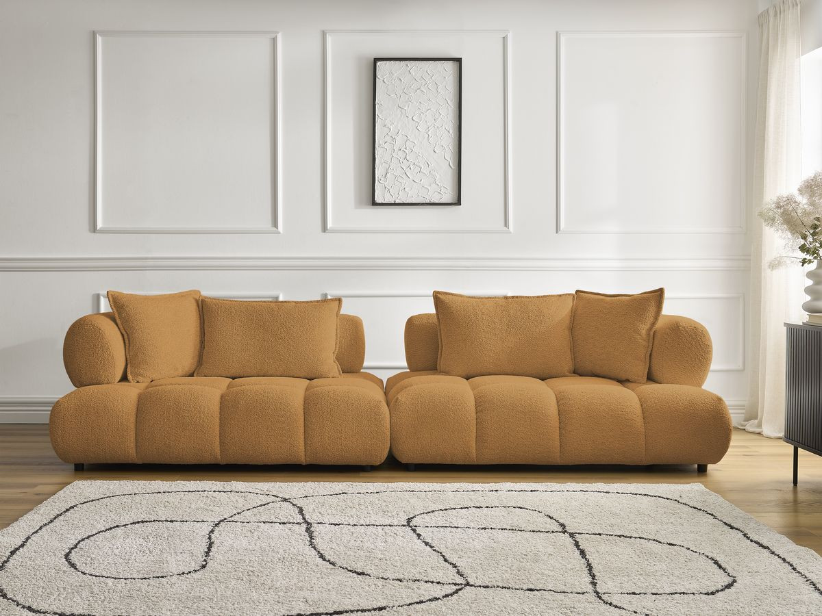 Canapé droit 4 places ALYA bouclette jaune — vue 5