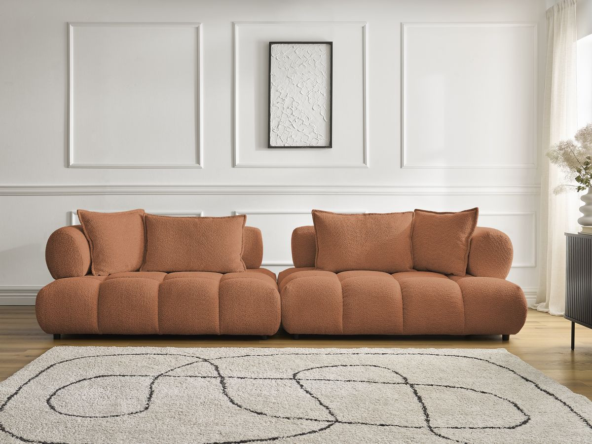 Canapé droit 4 places ALYA bouclette orange — vue 5