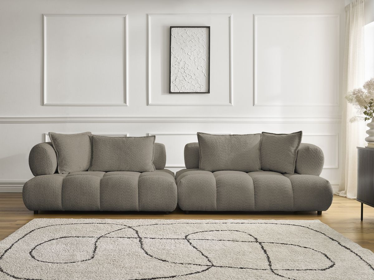 Canapé droit 4 places ALYA bouclette taupe — vue 5
