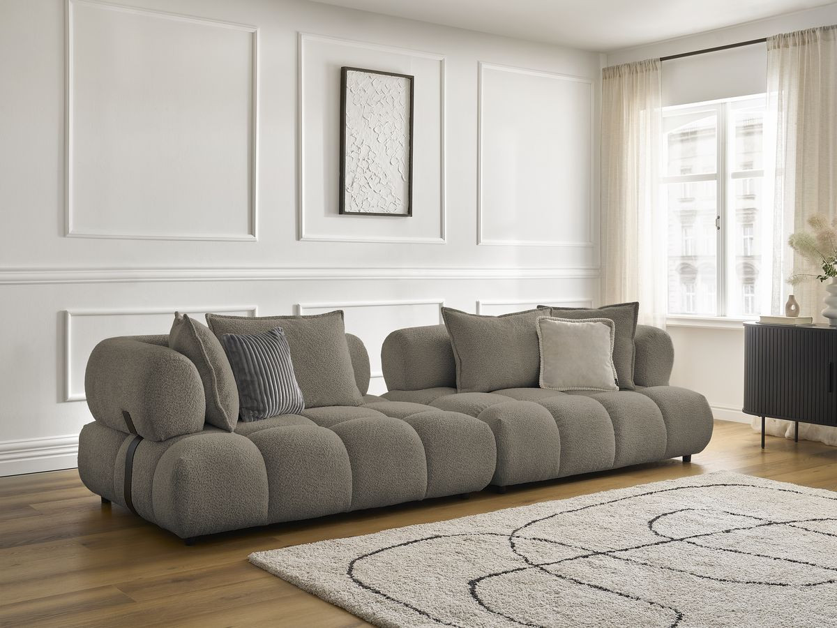 Canapé droit 4 places ALYA bouclette taupe