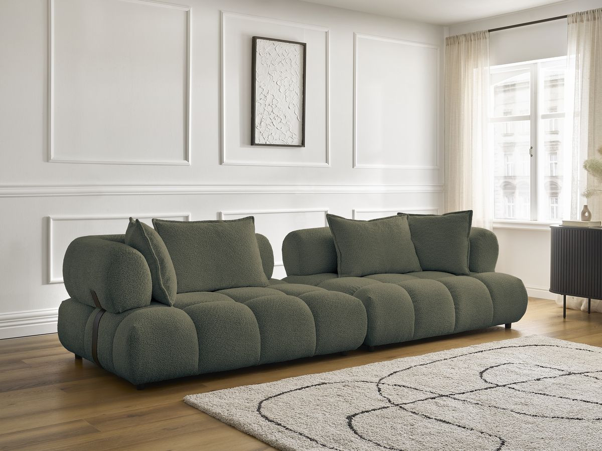 Canapé droit 4 places ALYA bouclette vert — vue 6