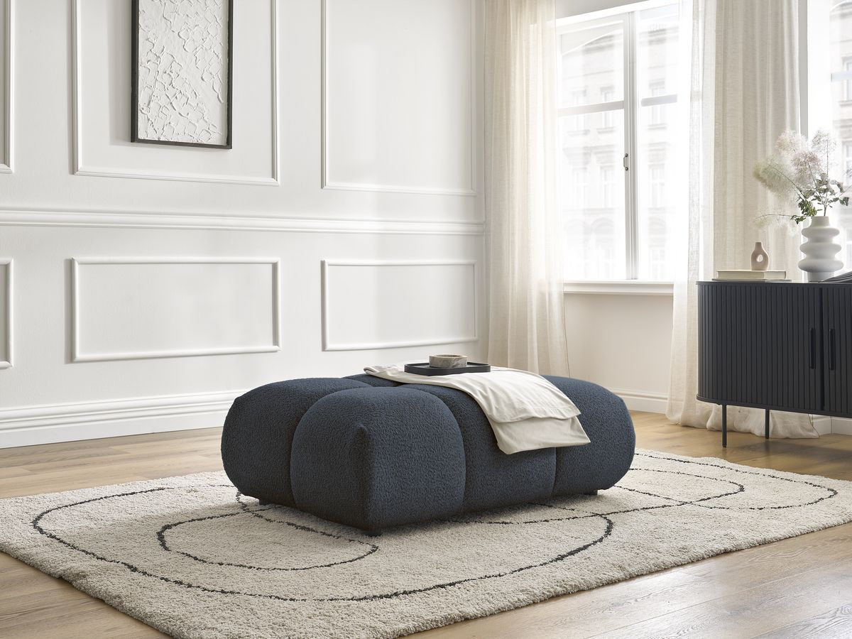 Pouf ALYA bouclette bleu foncé