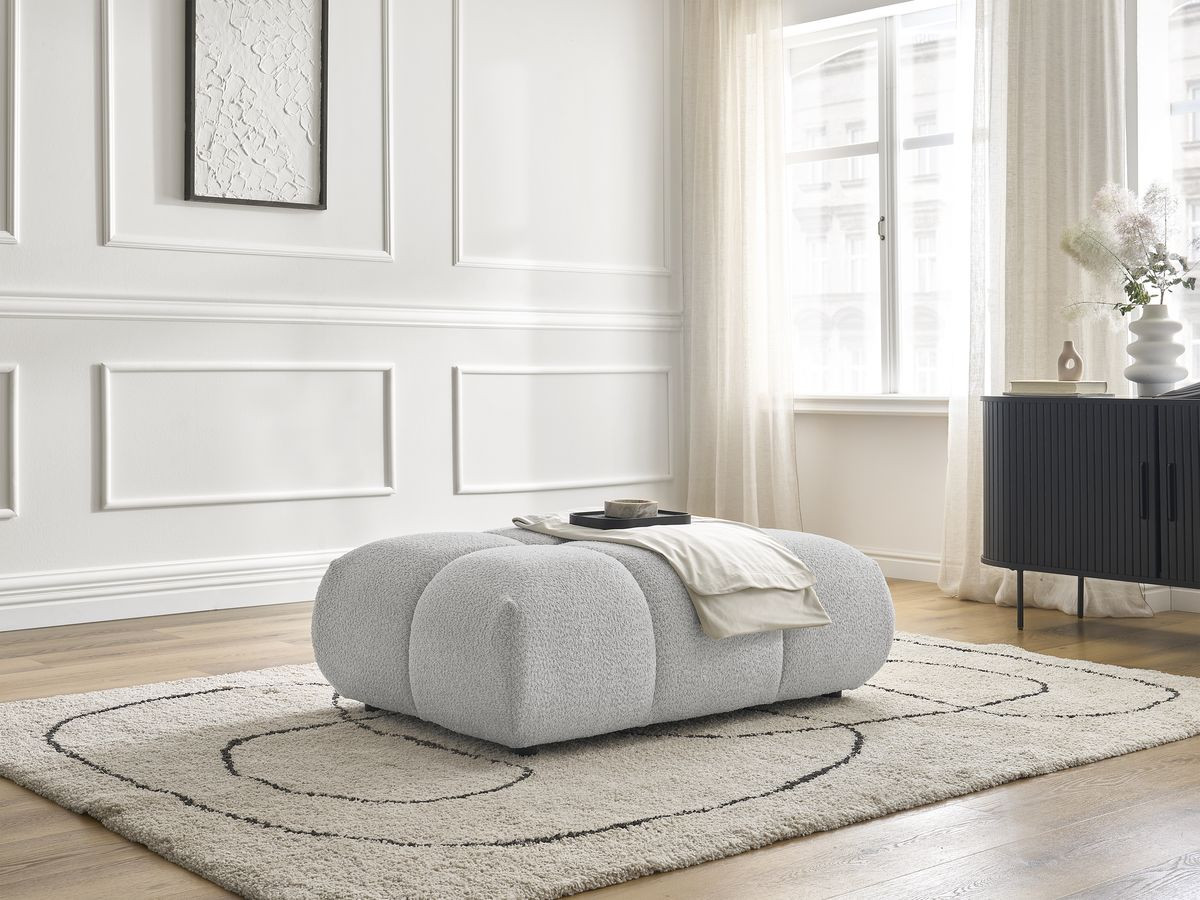 Pouf ALYA bouclette gris clair