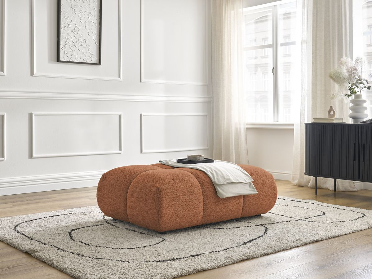 Pouf ALYA bouclette orange