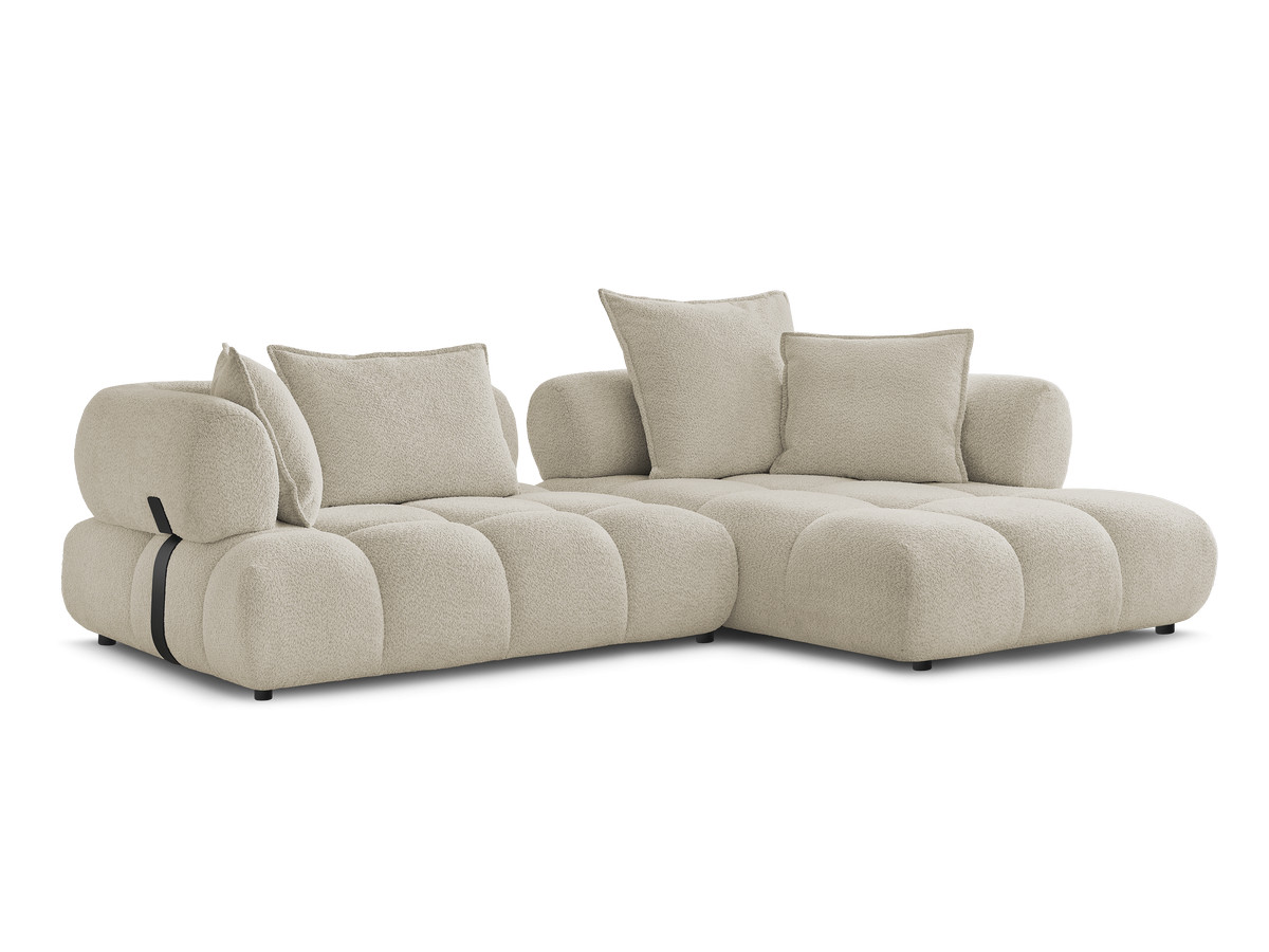 canapé d'angle fixe alya tissu bouclette de couleur beige