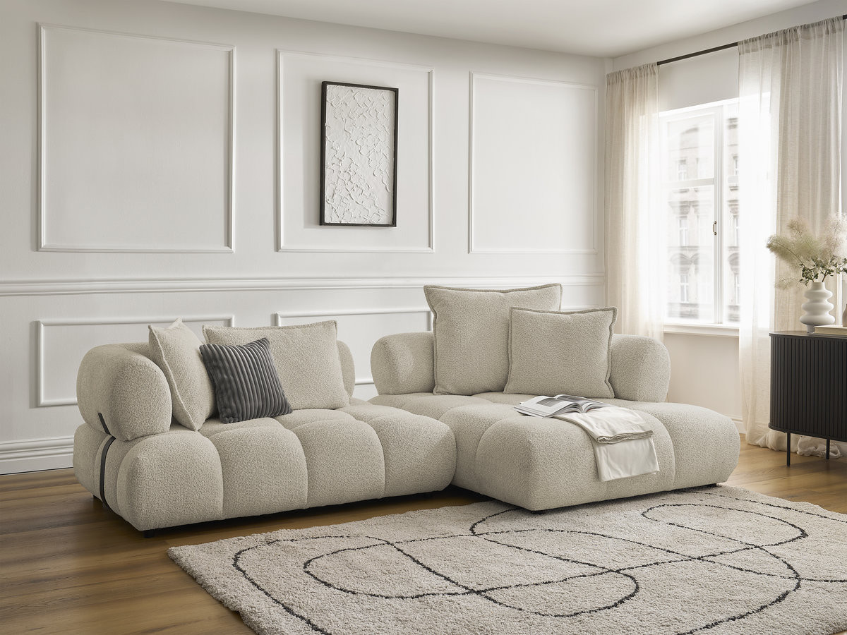 Canapé d'angle ALYA bouclette beige