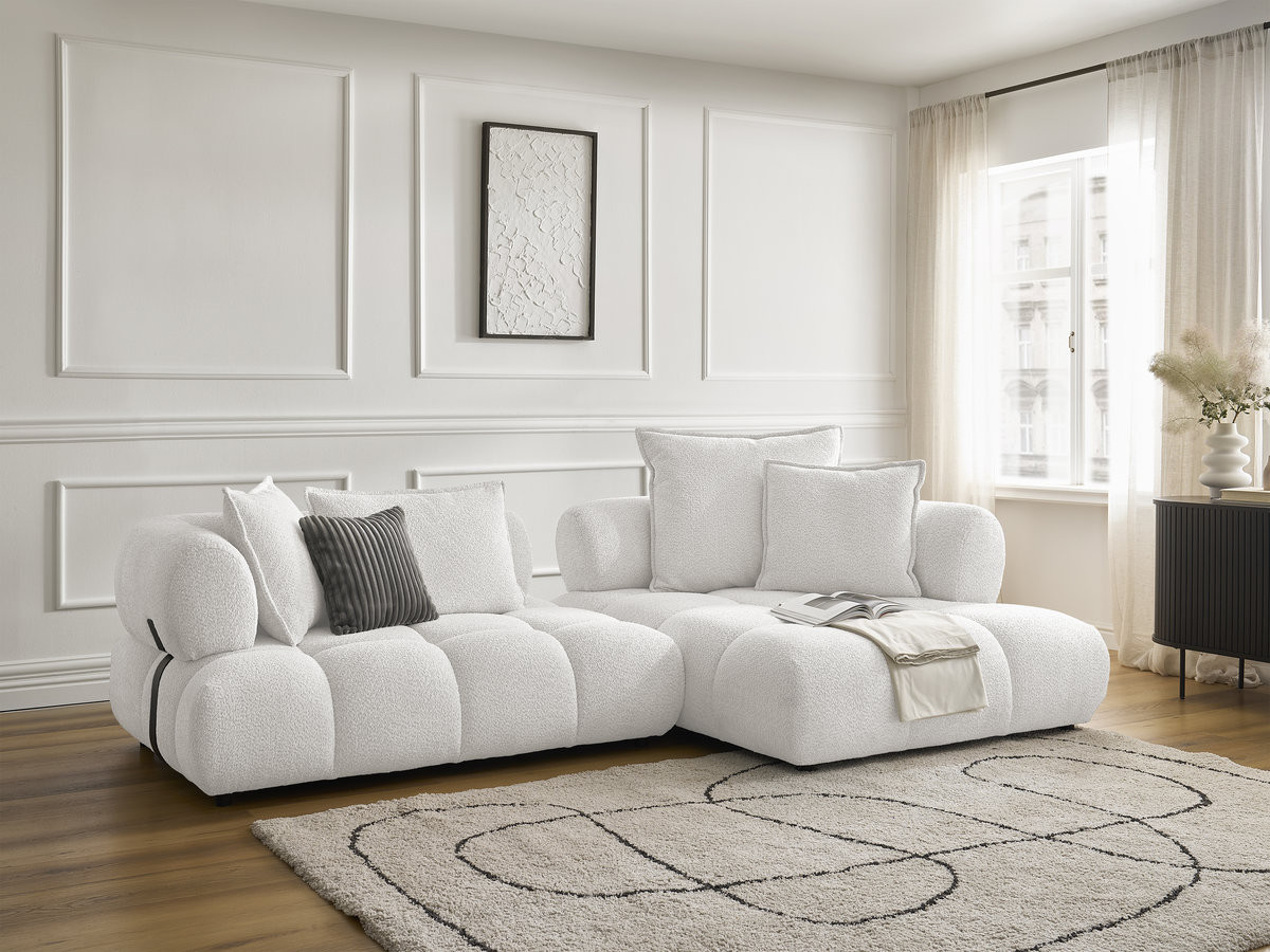 Canapé d'angle ALYA bouclette blanc