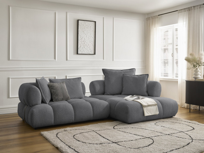 Canapé d'angle fixe ALYA tissu bouclette