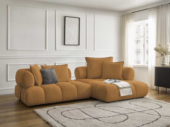 Canapé d'angle fixe ALYA tissu bouclette