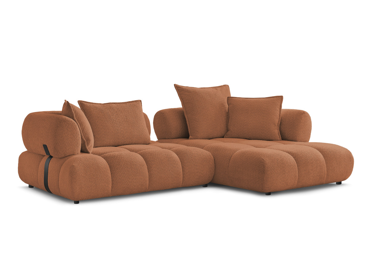 canapé d'angle fixe alya tissu bouclette de couleur orange