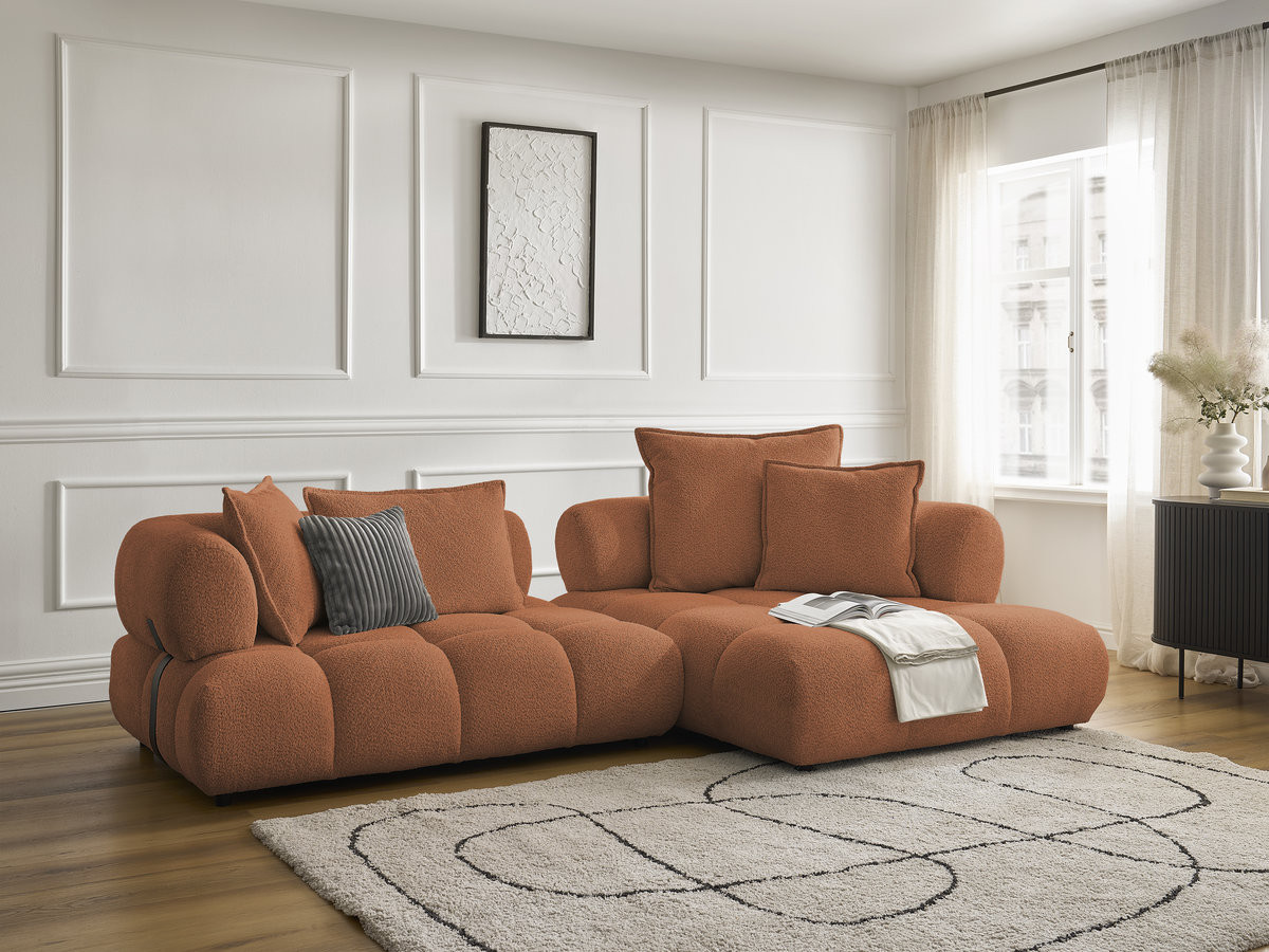 Canapé d'angle ALYA bouclette orange