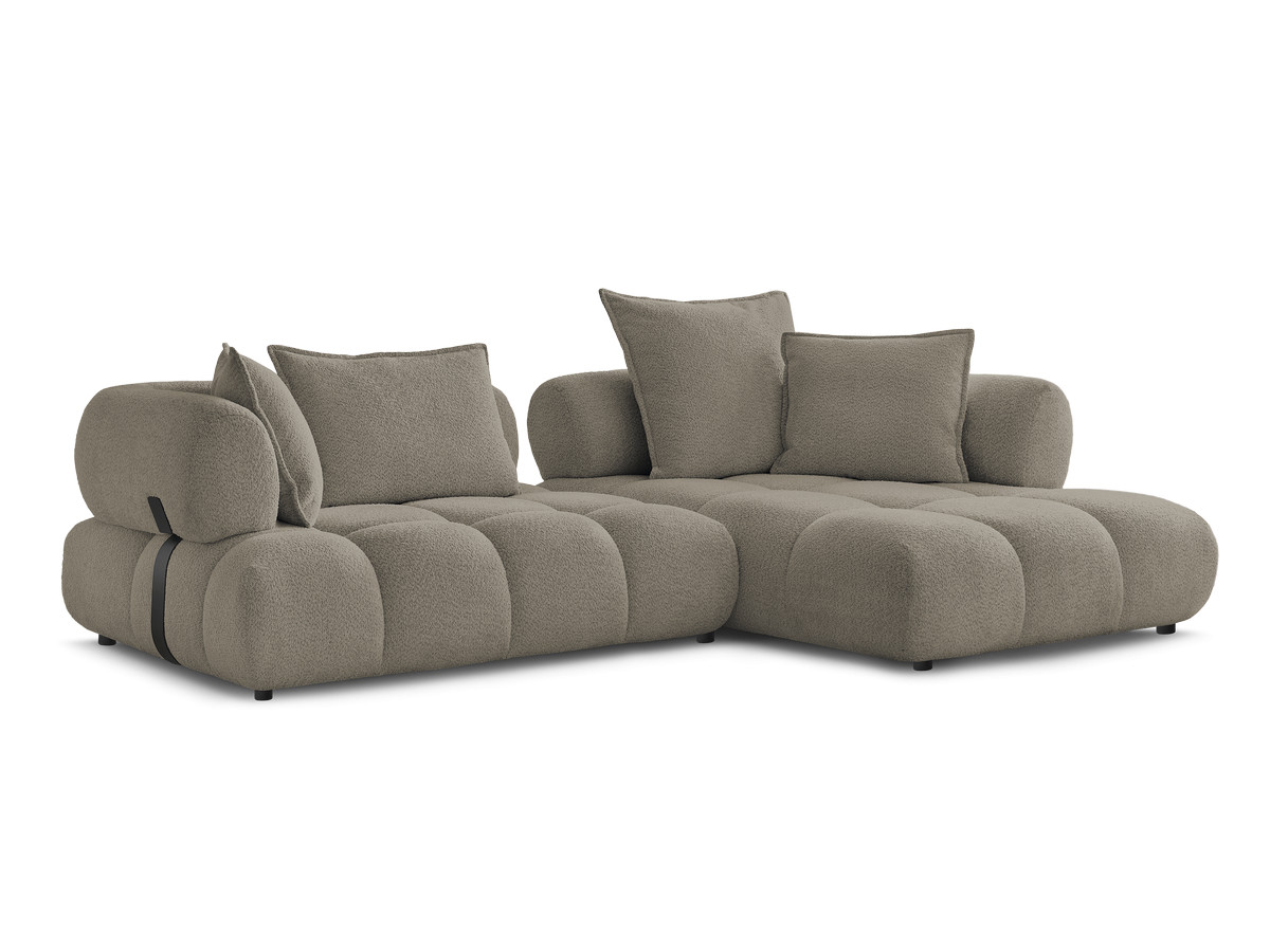 canapé d'angle fixe alya tissu bouclette de couleur taupe