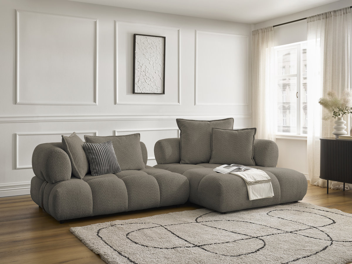 Canapé d'angle ALYA bouclette taupe