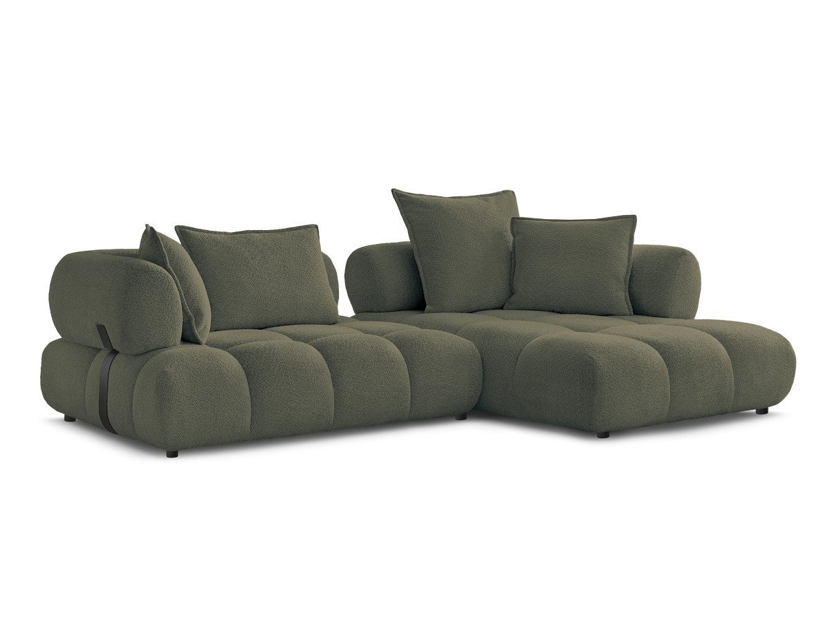 canapé d'angle fixe alya tissu bouclette de couleur vert