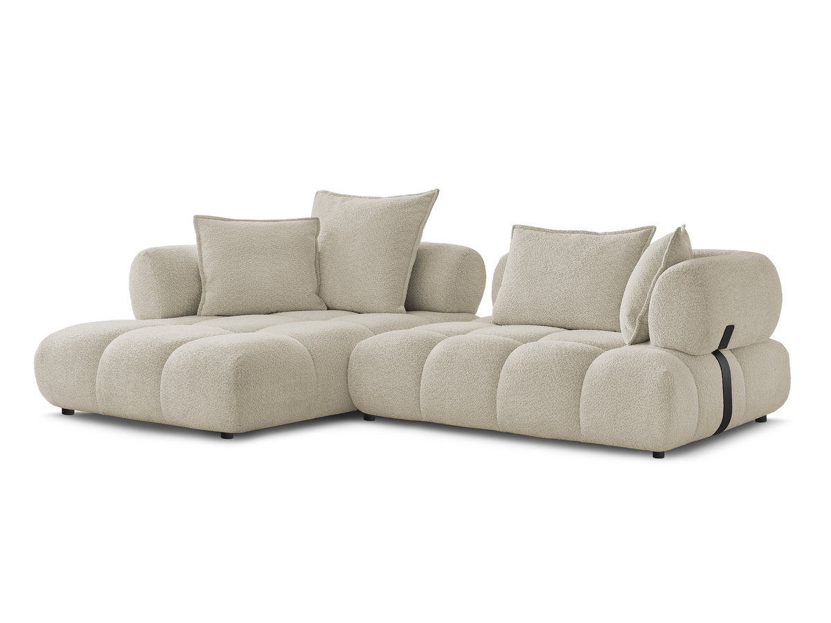 canapé d'angle fixe alya tissu bouclette de couleur beige