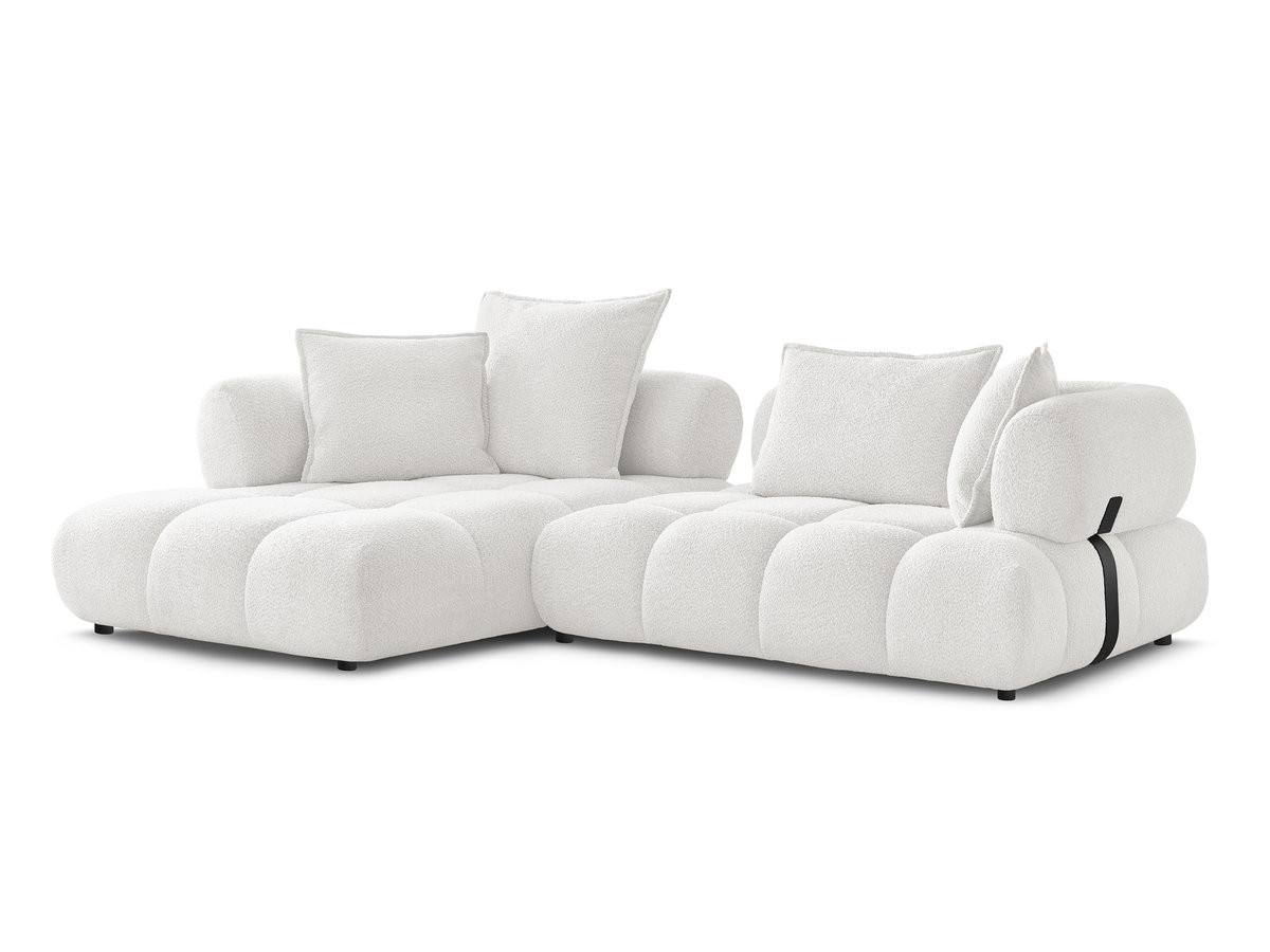 canapé d'angle fixe alya tissu bouclette de couleur blanc