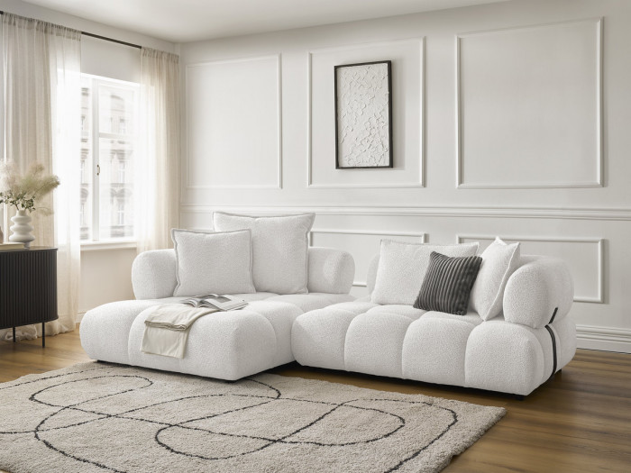 Canapé d'angle fixe ALYA tissu bouclette