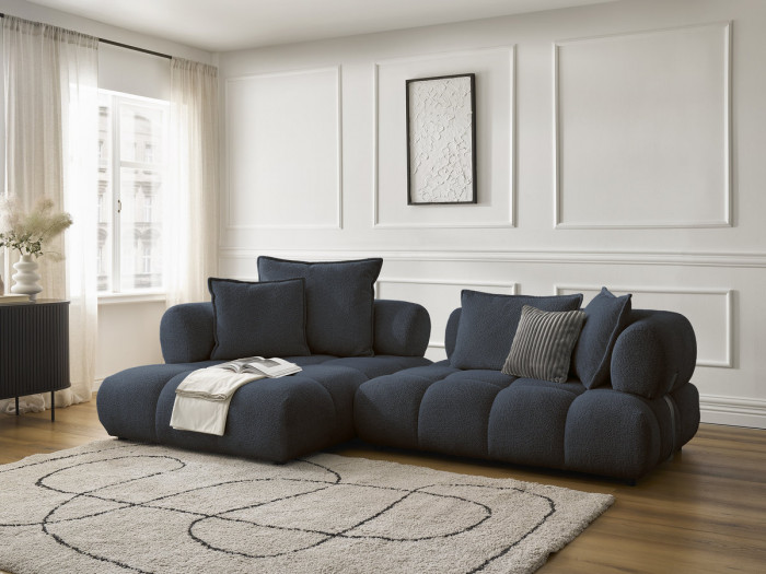 Canapé d'angle fixe ALYA tissu bouclette