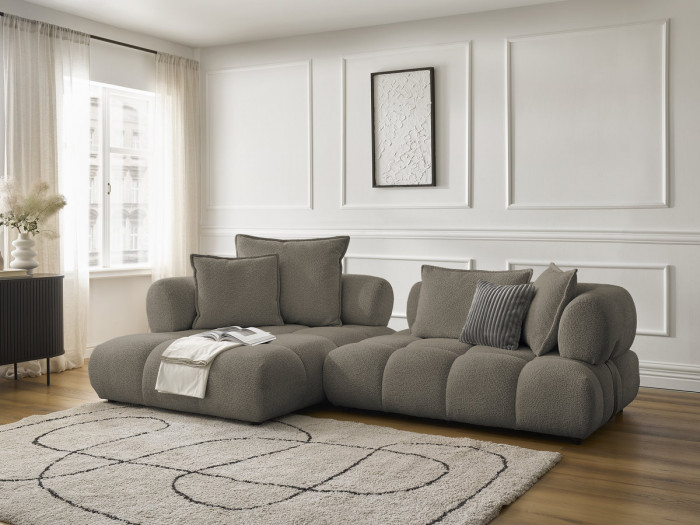 Canapé d'angle fixe ALYA tissu bouclette