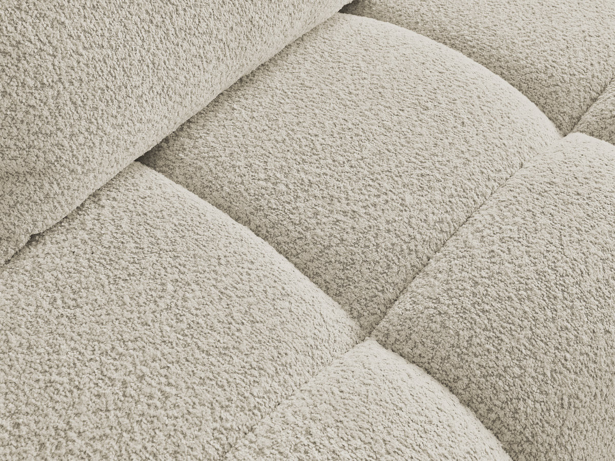 Canapé d'angle fixe ALYA tissu bouclette avec pouf