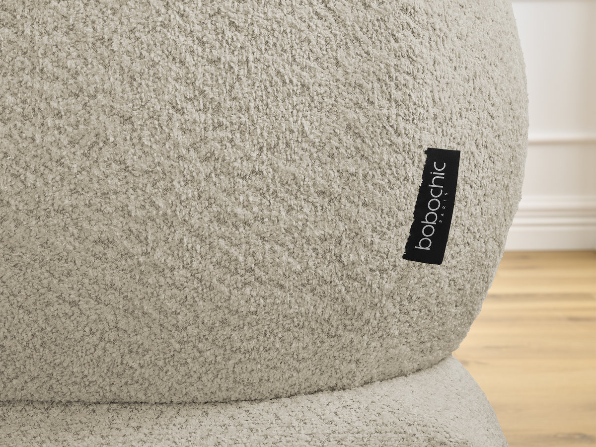 Canapé d'angle fixe ALYA tissu bouclette avec pouf