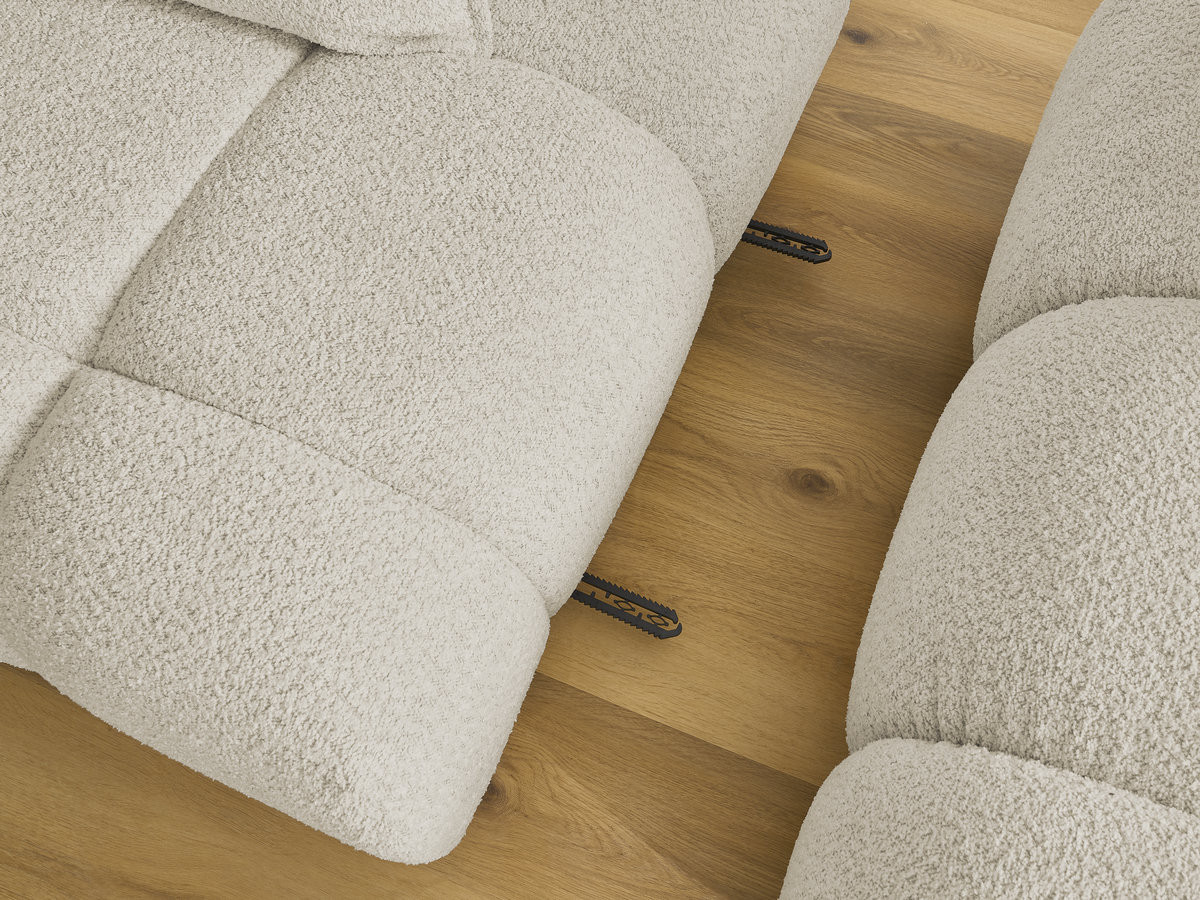 Canapé d'angle fixe ALYA tissu bouclette avec pouf