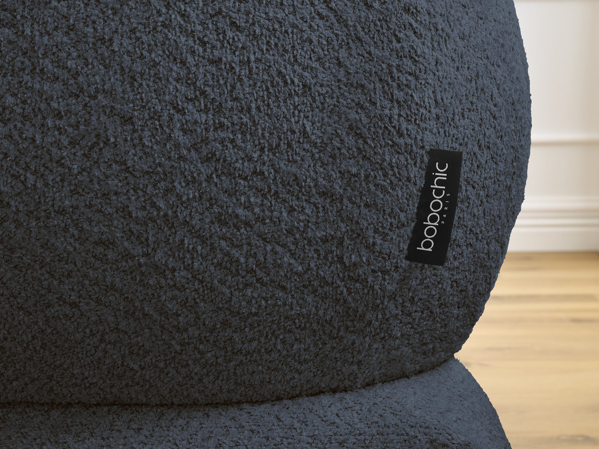 Canapé d'angle fixe ALYA tissu bouclette avec pouf