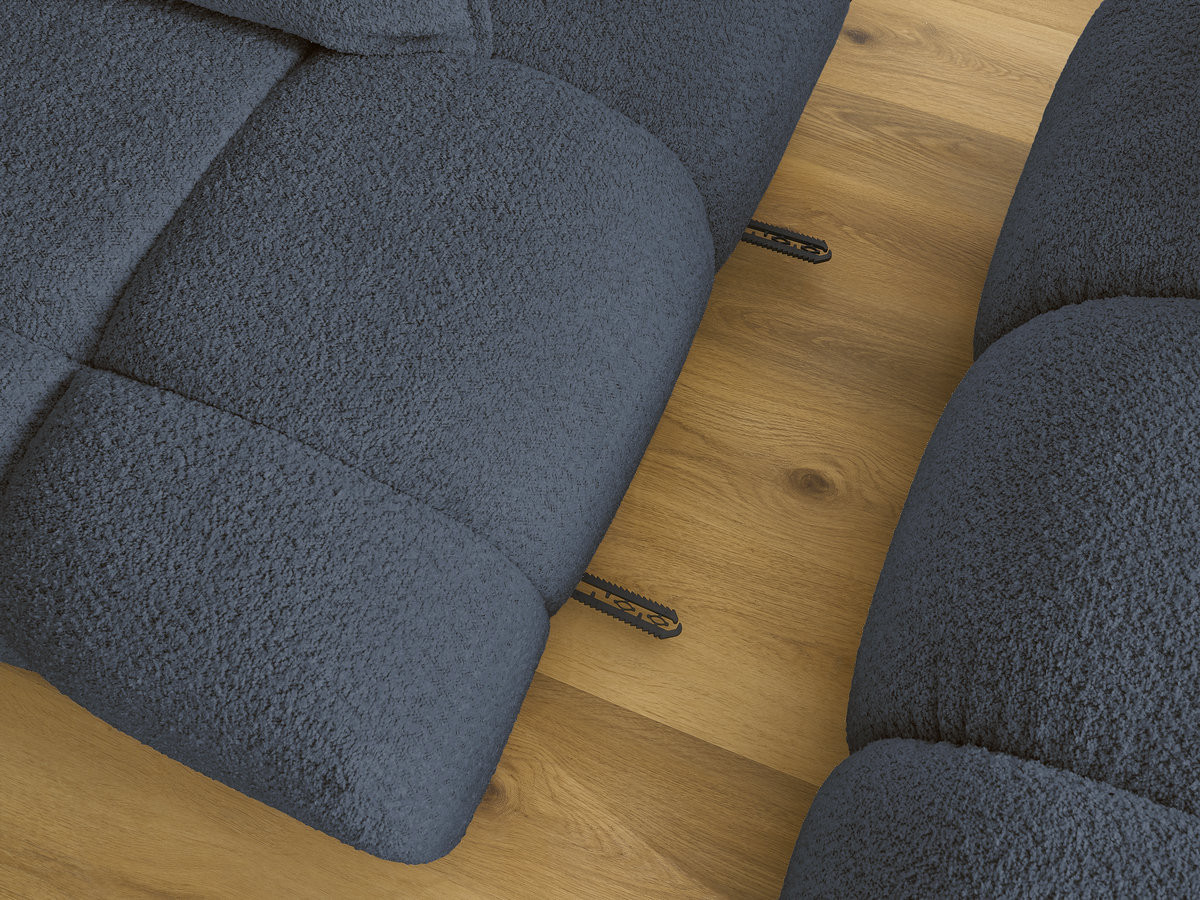 Canapé d'angle fixe ALYA tissu bouclette avec pouf