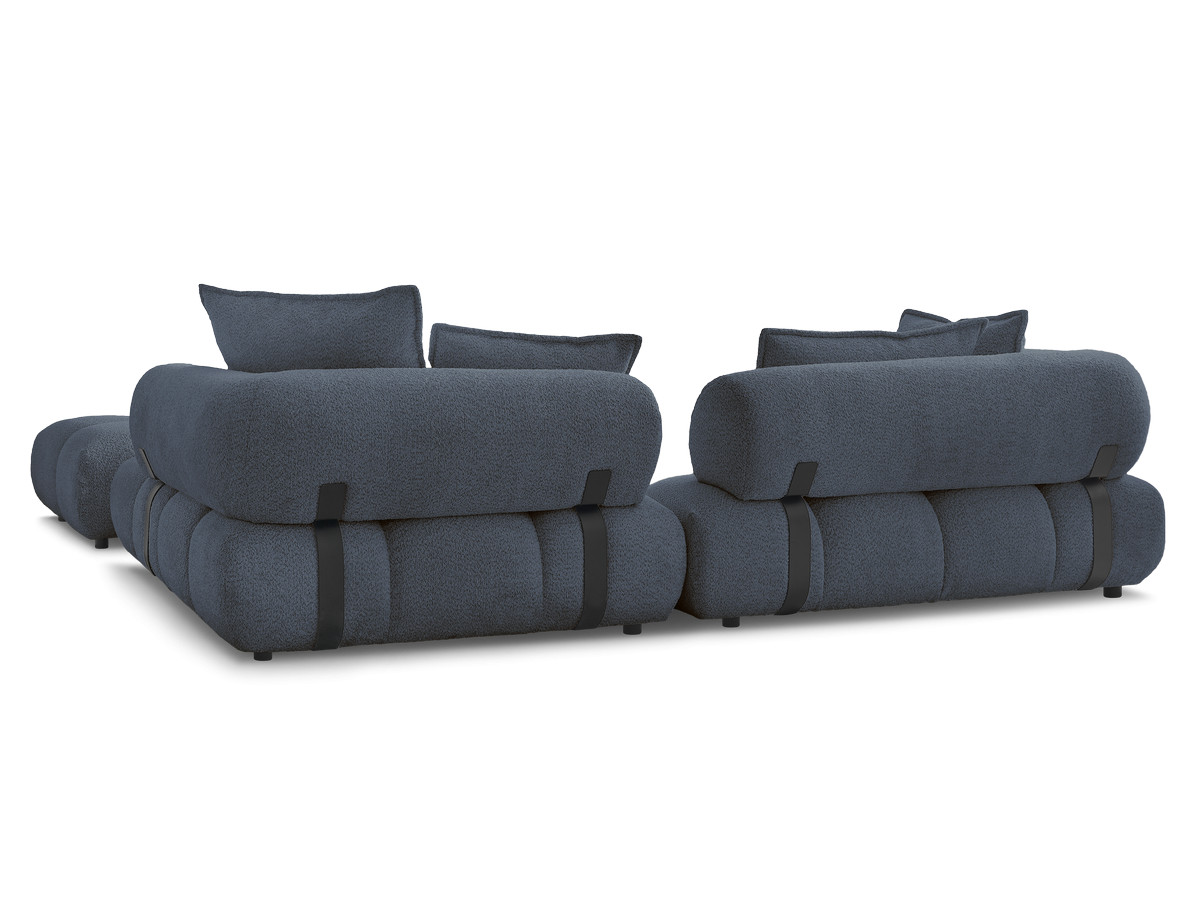 Canapé d'angle fixe ALYA tissu bouclette avec pouf