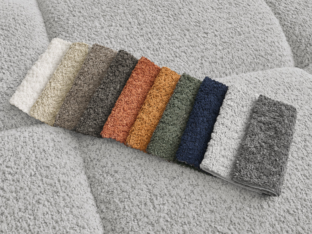 Canapé d'angle ALYA bouclette avec pouf gris clair — vue 4