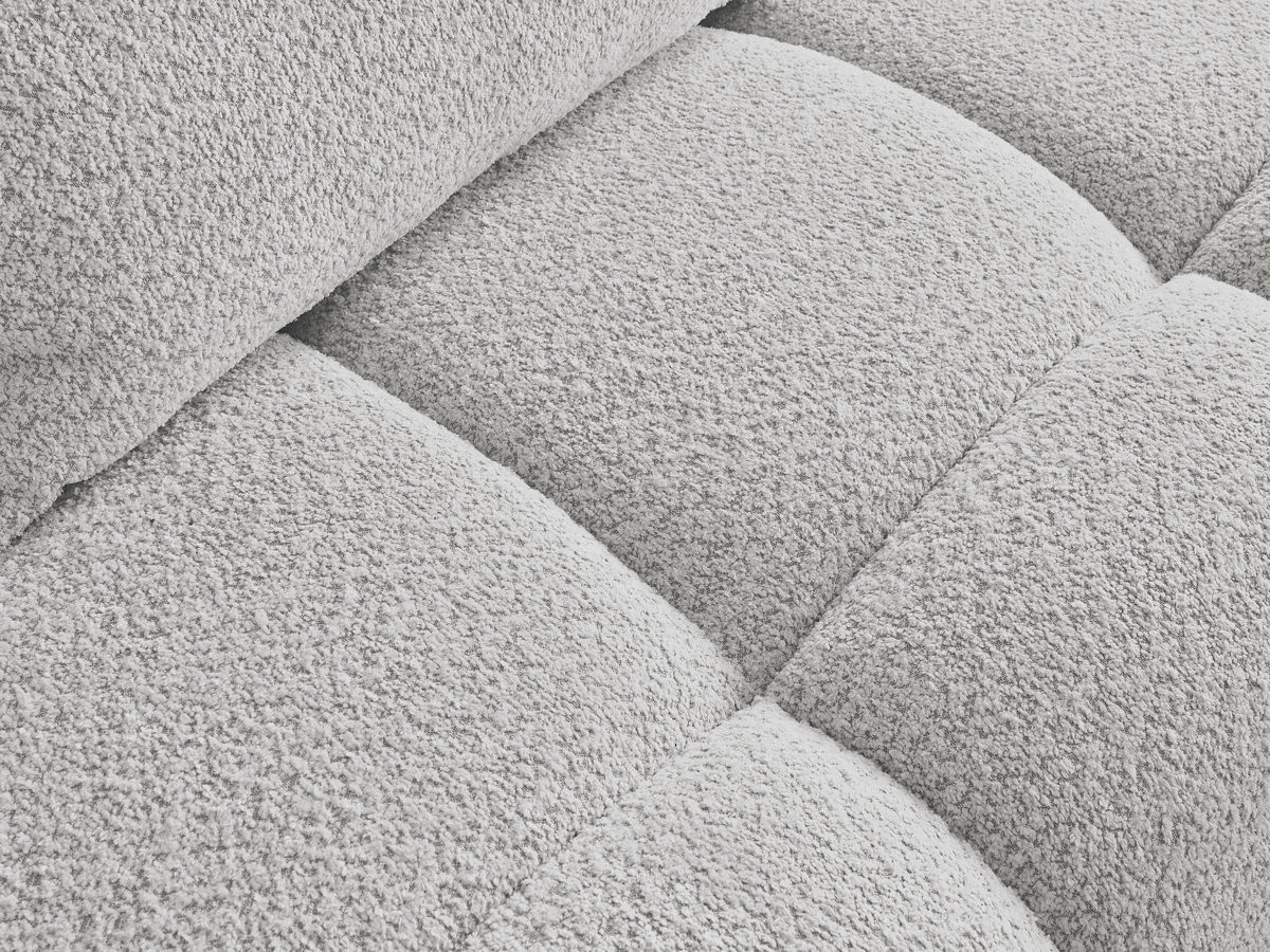 Canapé d'angle fixe ALYA tissu bouclette avec pouf