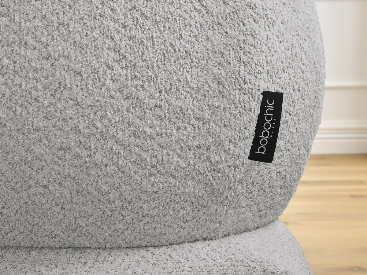 Canapé d'angle fixe ALYA tissu bouclette avec pouf