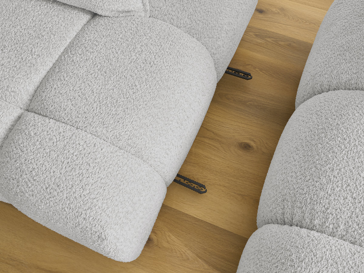 Canapé d'angle fixe ALYA tissu bouclette avec pouf