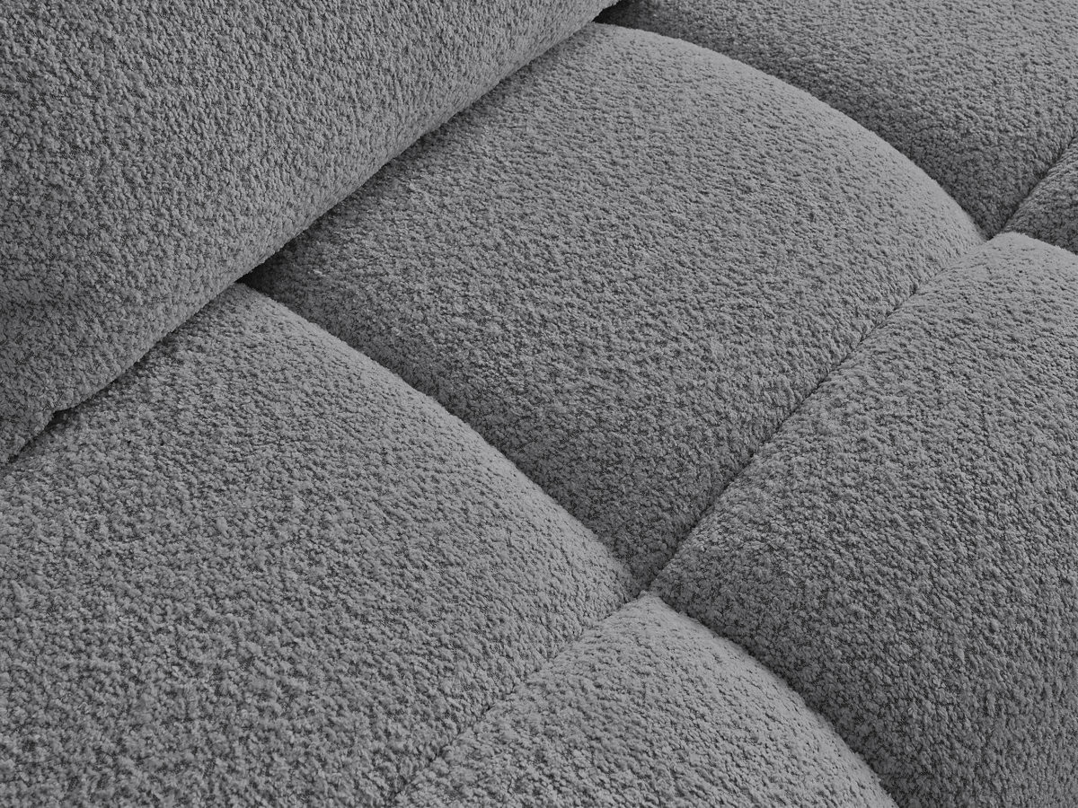 Canapé d'angle fixe ALYA tissu bouclette avec pouf