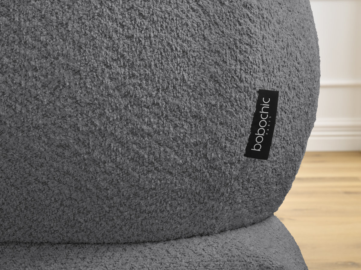 Canapé d'angle fixe ALYA tissu bouclette avec pouf