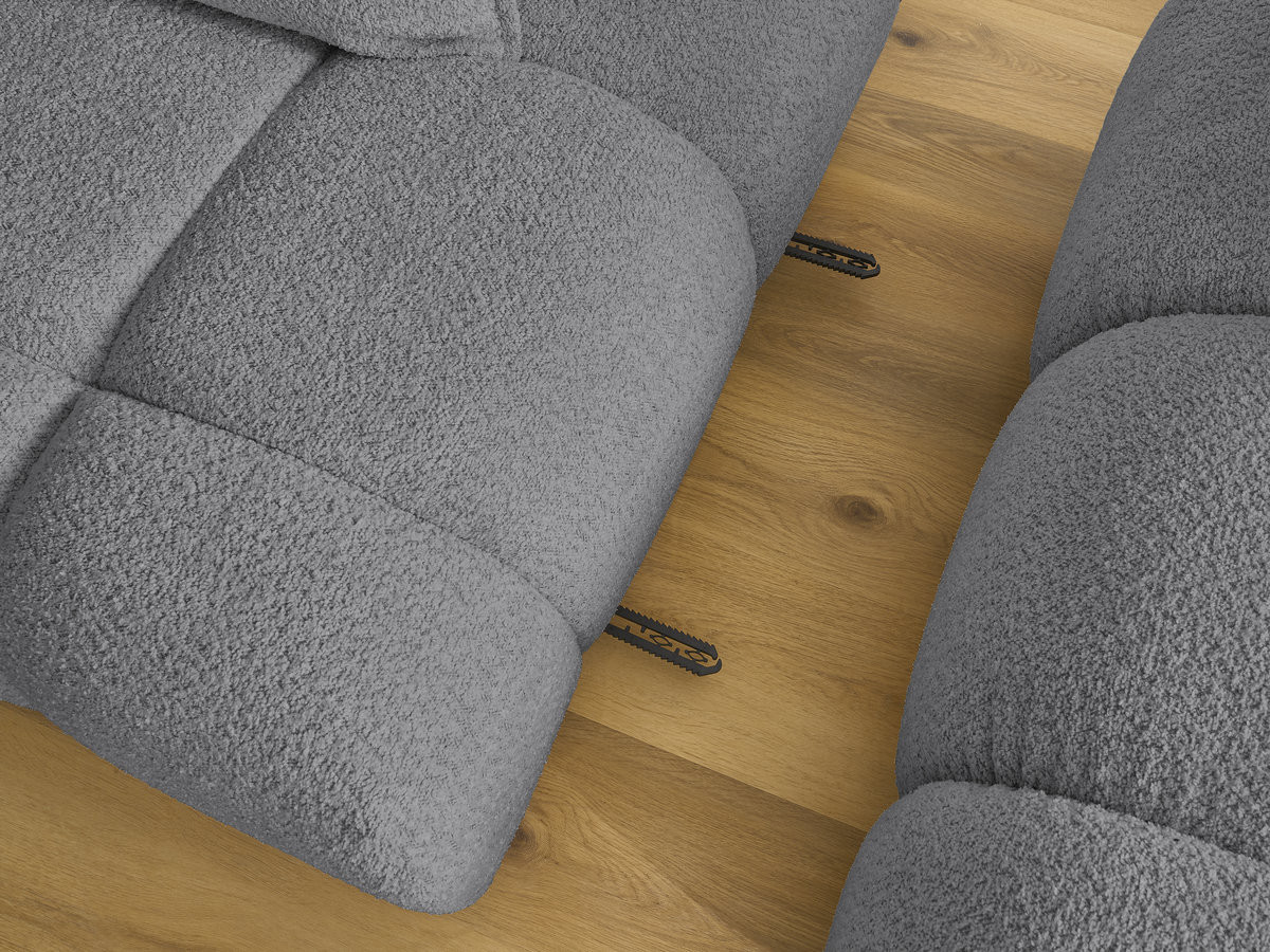 Canapé d'angle fixe ALYA tissu bouclette avec pouf
