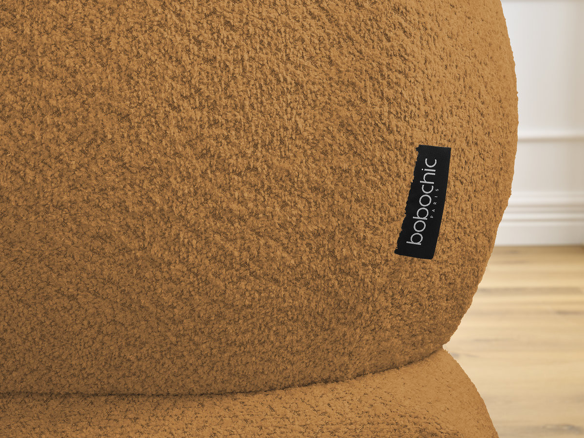 Canapé d'angle fixe ALYA tissu bouclette avec pouf